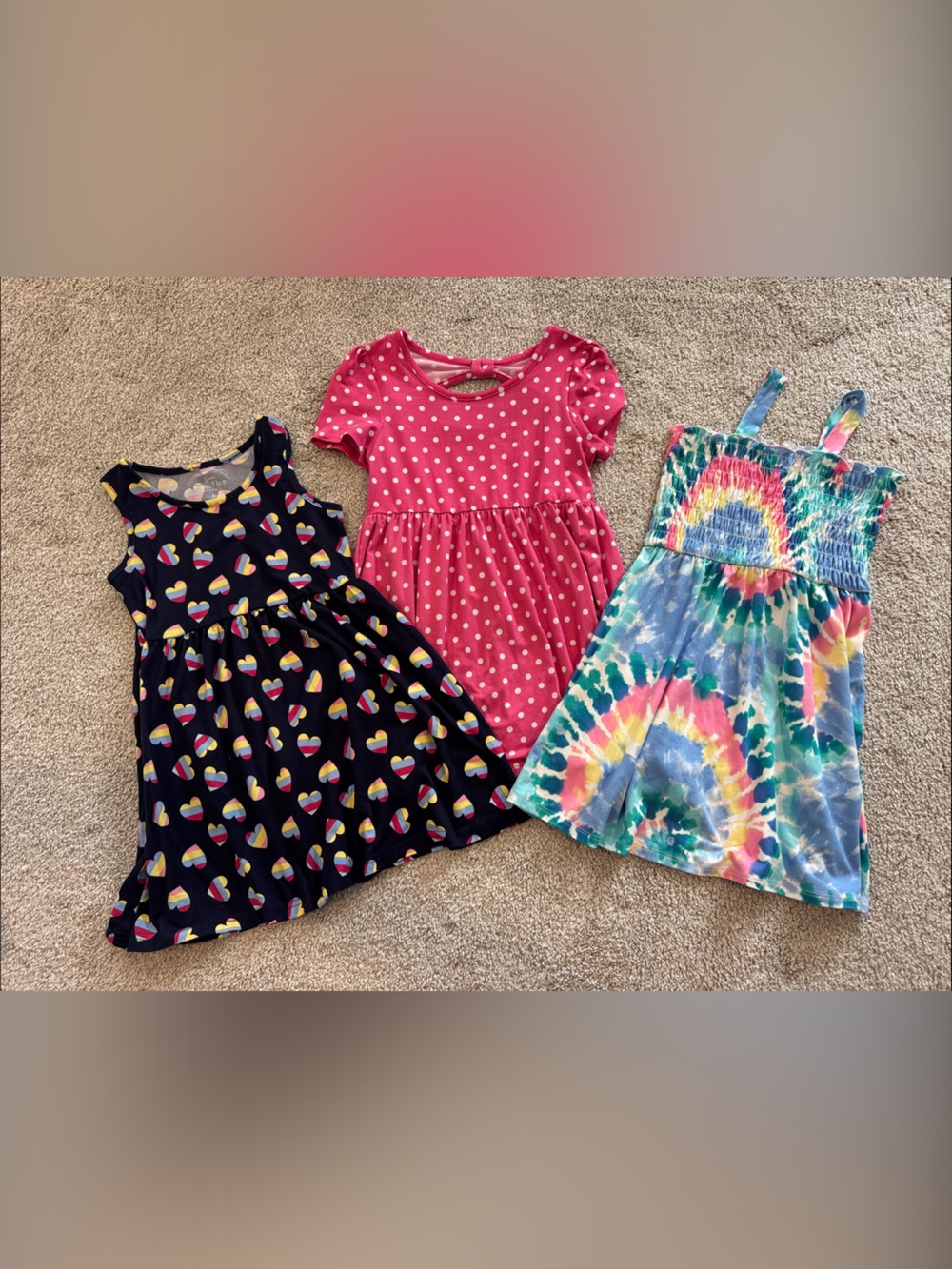 Girls' Navy Heart Print Casual Dress - Unbranded